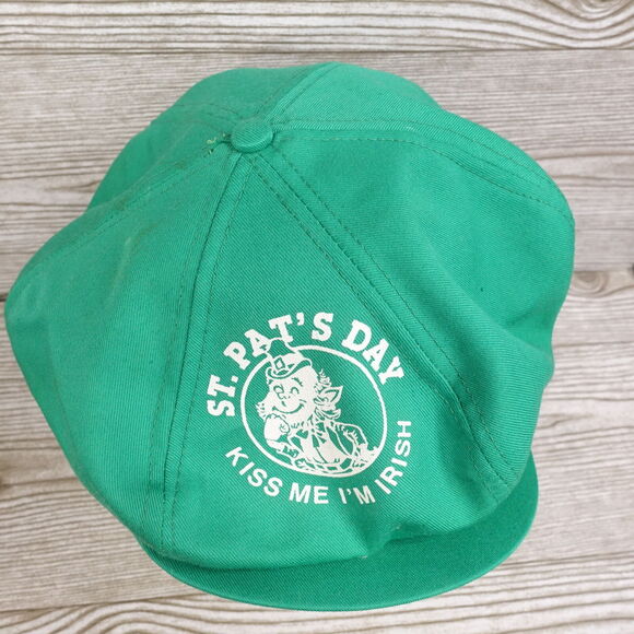 VINTAGE ST PATTYS DAY GREEN ADJUSTABLE NEWSBOYS HAT CAP - Picture 3 of 10